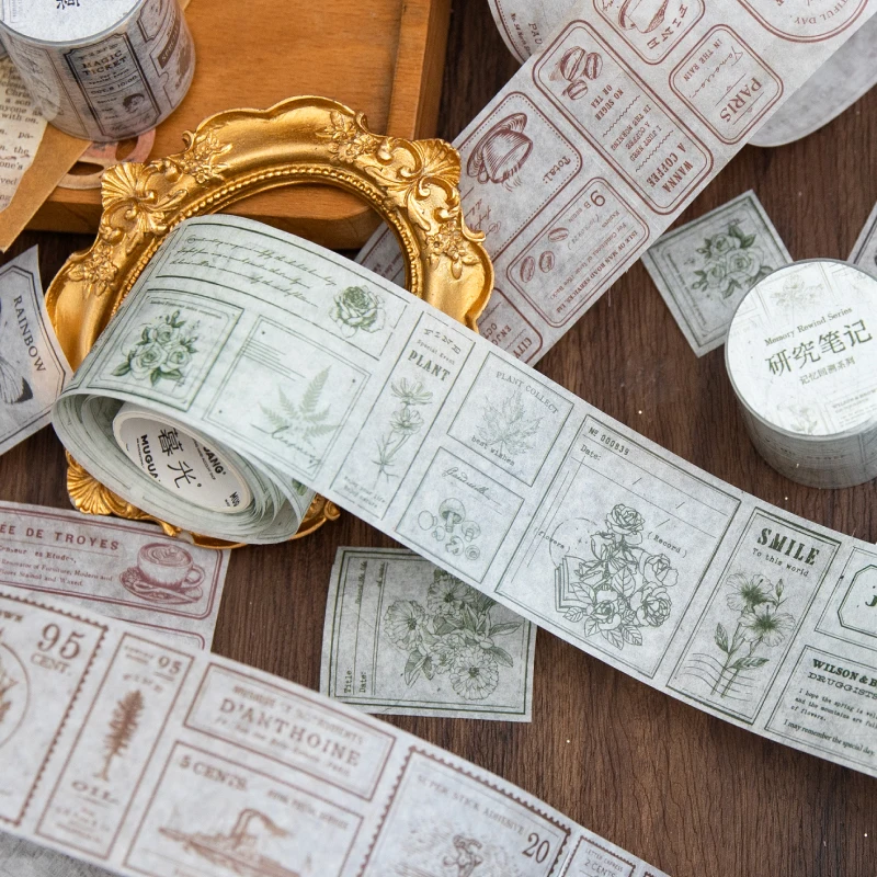 50mm*2m English Theme Aesthetic Stationery Tapes Junk Journal Scrapbooking Supplies Label Sticker Planner Art Craft Masking Tape 4