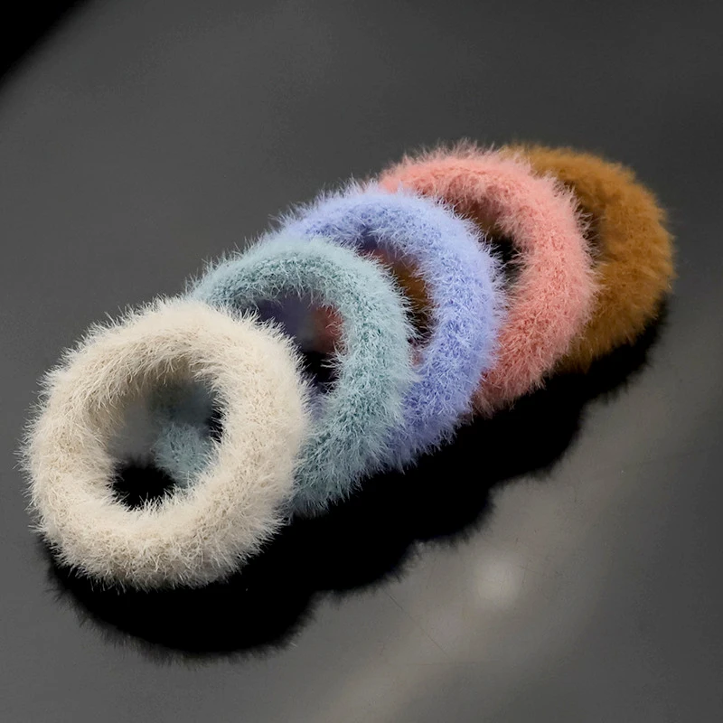 

10pcs Furry Hair Rope Pony Tail Candy Color Elastic Rubble Band Ponytail Holders Accessories