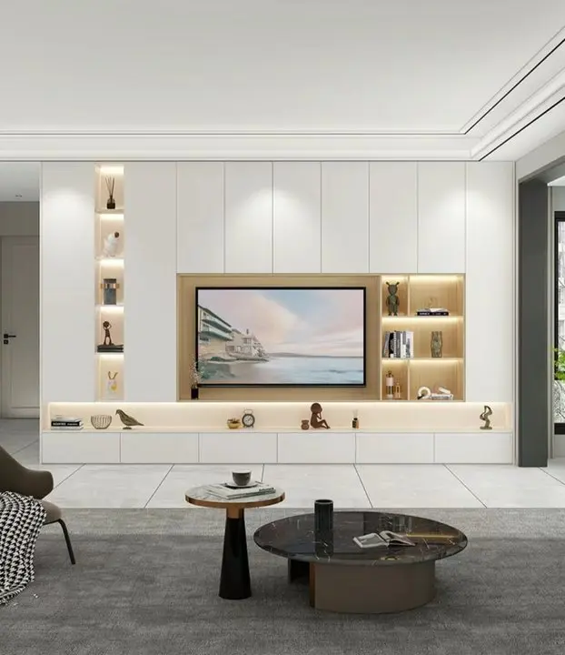 Prima TV Cabinet Electric Hidden Lift High With Wine Cabinet Fireplace 75 Inch Tv