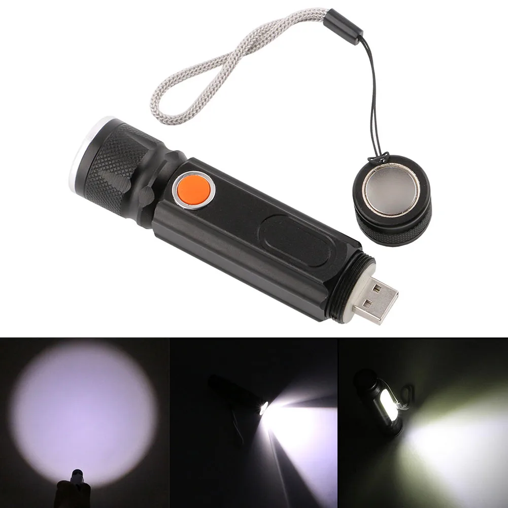 

Strong Light LED Usb Rechargeable Flashlight Magnetic Lanter Zoomable Flashlight COB Zoom Highlight Outdoor Lighting
