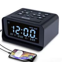 Alarm Clock FM Radio with Dual USB Charger LED Digital Alarm Clock  Home Decoration Snooze Table Desktop Sleep Timer Speaker 1