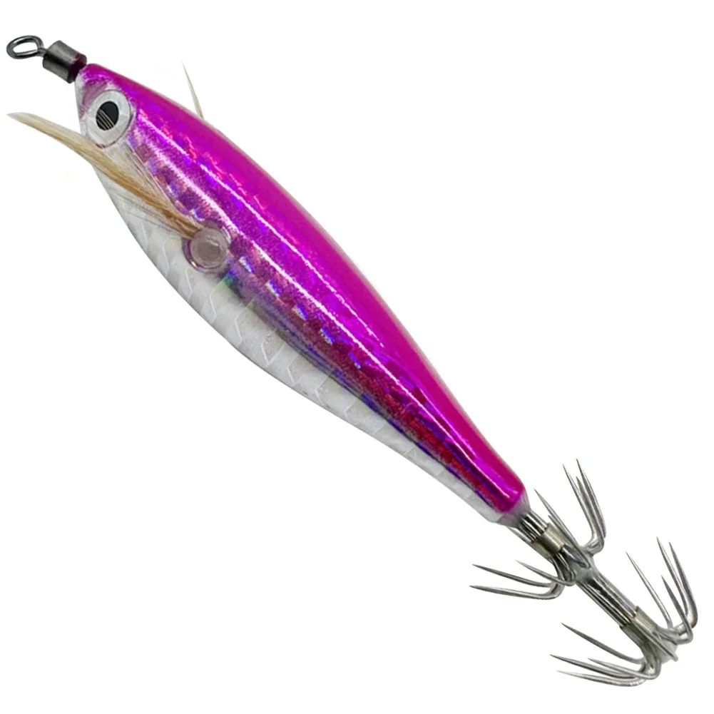3/2/1PCS 5,5g Laser Leuchtende Schwimmende Horizontale Holz Garnelen Egi Locken Tintenfisch Jigging Garnelen Haken Octopus tintenfisch Angeln Köder – Detail 13