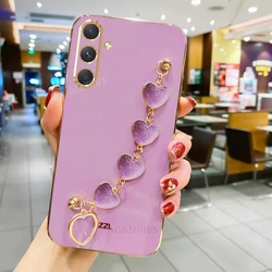 Love Heart Bracelet Luxury Chain Cover - Plating Case Design - Galaxy A55 5G (ZBMRSL Cherry Purple)