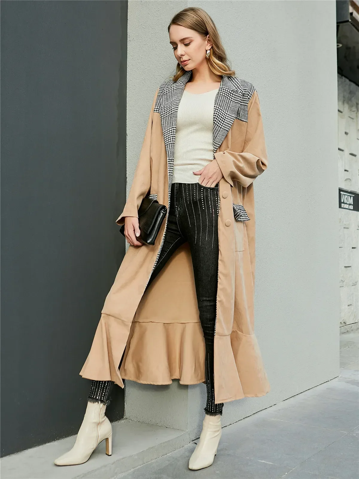 Winter Trench Coat for Women Clothing Women's Long Jacket Khaki Casual Loose Fit Spring Autumn Fall Woman Clothes Outerwear