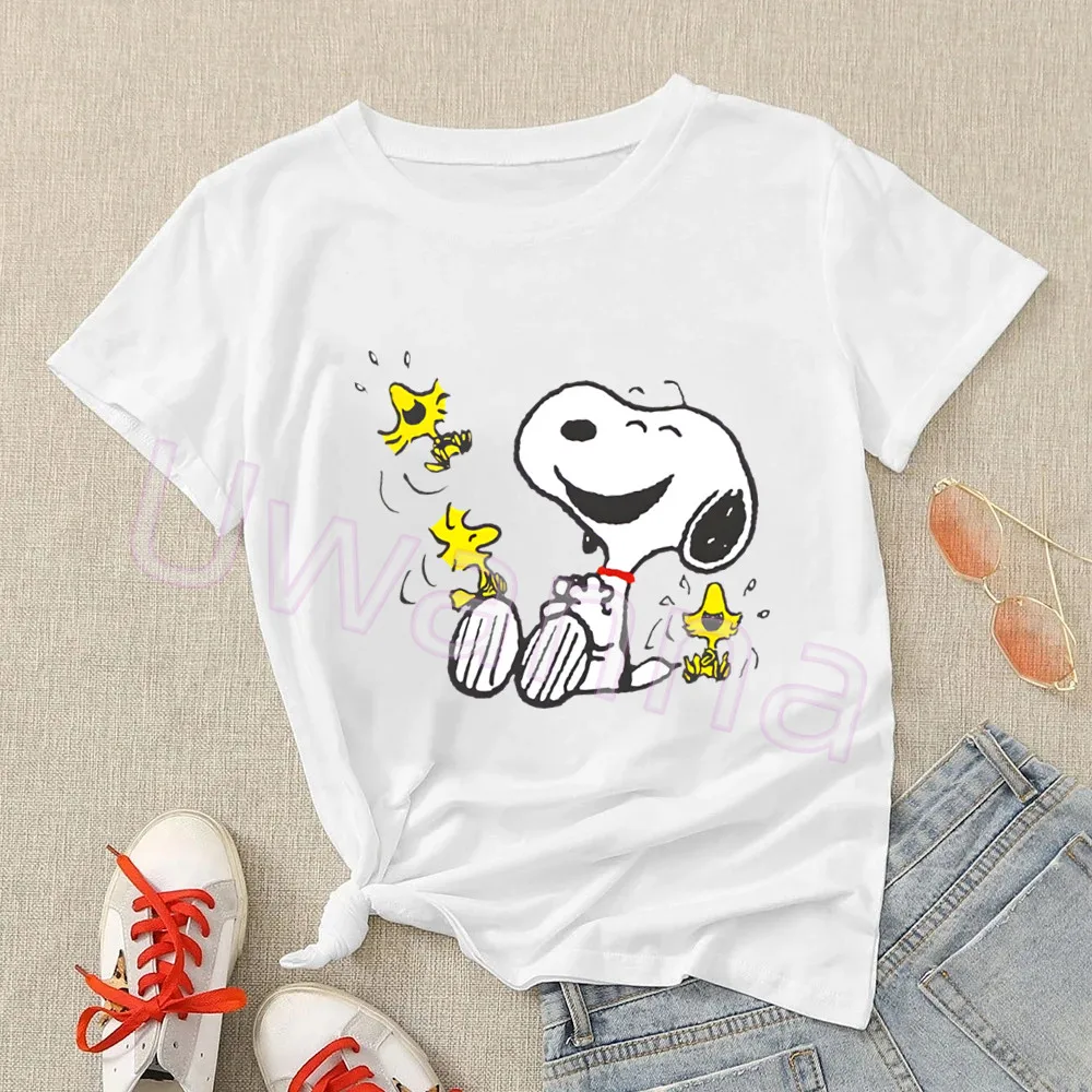 Snoopy Comic T Shirt Women The Eras Tour Printed Harajuku Summer Graphic Peanuts Tshirt Kawaii T-shirt Casual Top Tees Female 5