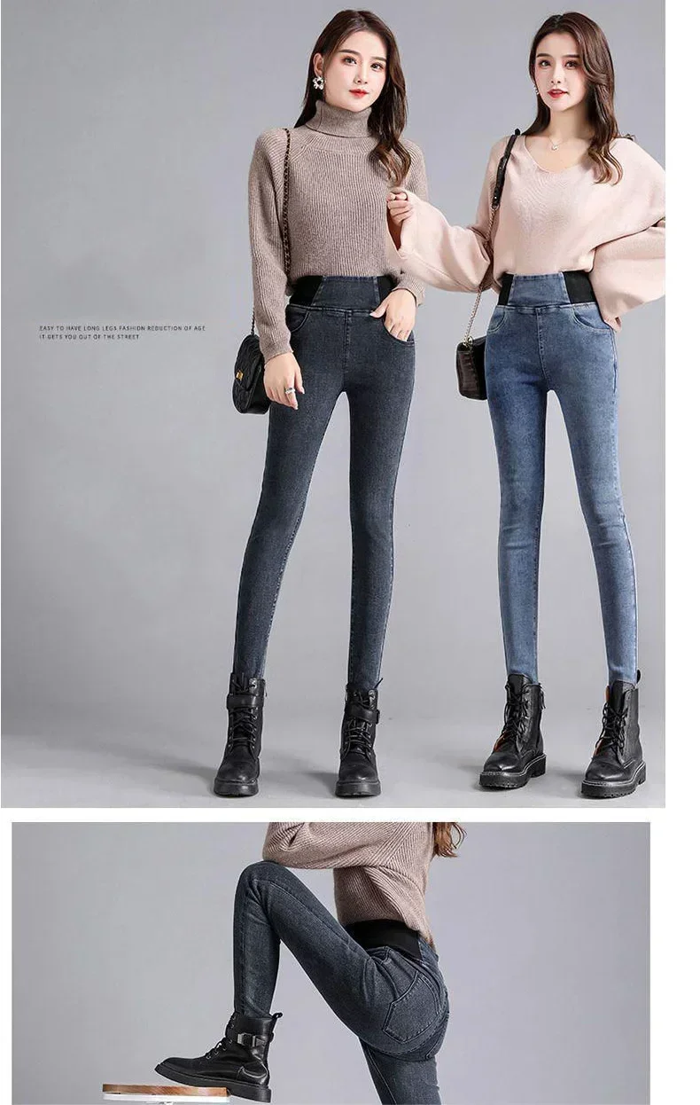 New Elastic Waist Skinny Jeans Women Spring Slim Stretch Denim Pants Vintage Pencil Vaqueros Mom Pantalones De Mujer PTKPCC