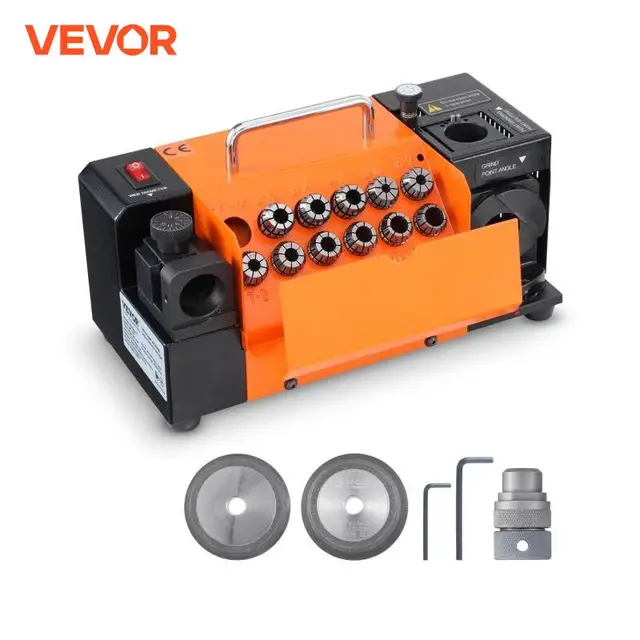 VEVOR Drill Bits Sharpener 3-13mm Mill Grinder Sharpener Portable Sharpening Angle Grinder with 11 Collets For Factory Workshop