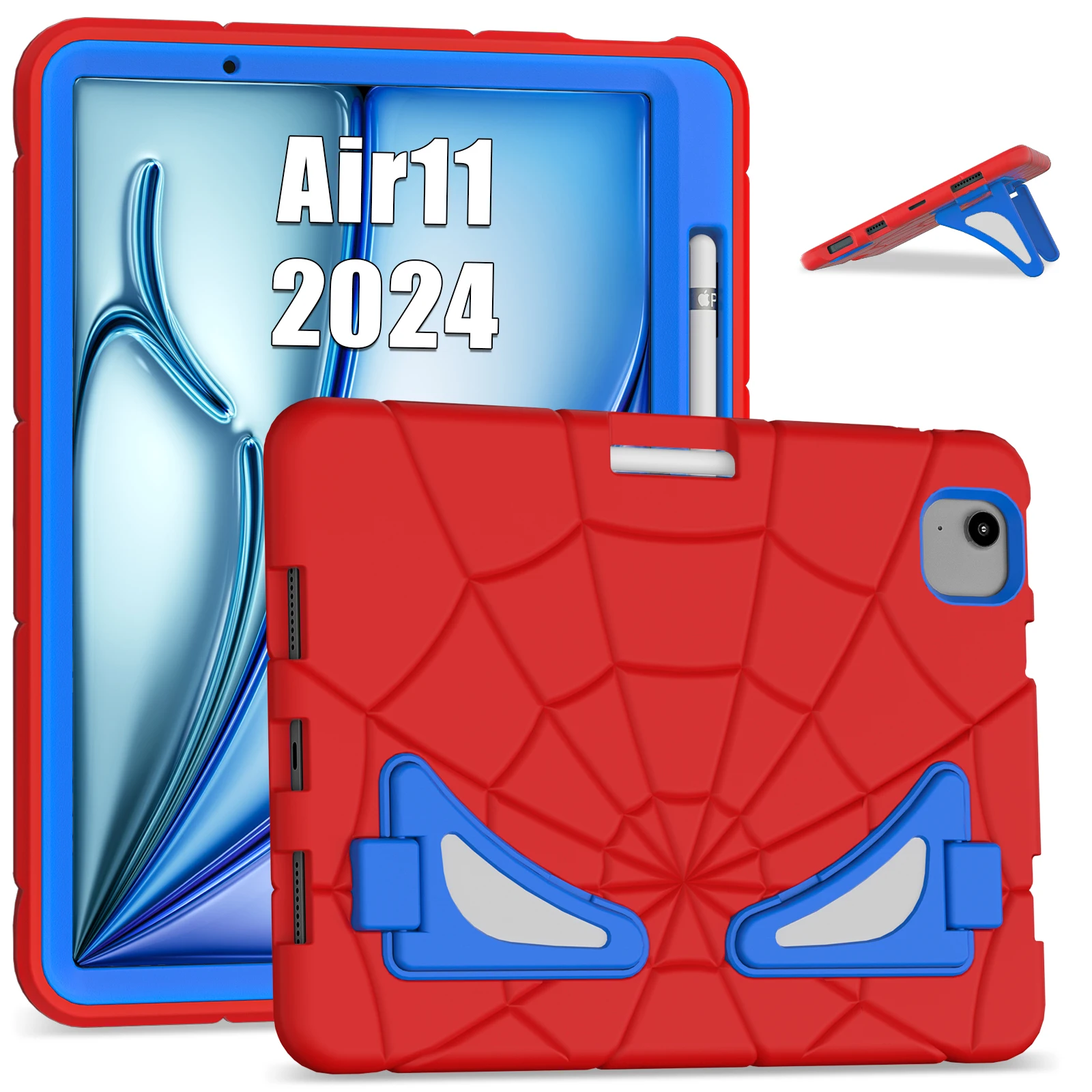 Children's Spider Shockproof Tablet Case with Kickstand and Pen Slot - Silicone + PC Protective Cover