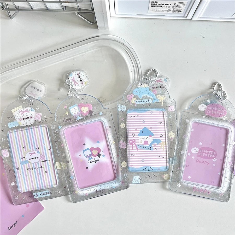 1 Pcs Photo Card Holder Keychain Id Badge Holder,Cute Photocard Holder Keychain Badge Holders,3 Inch 3