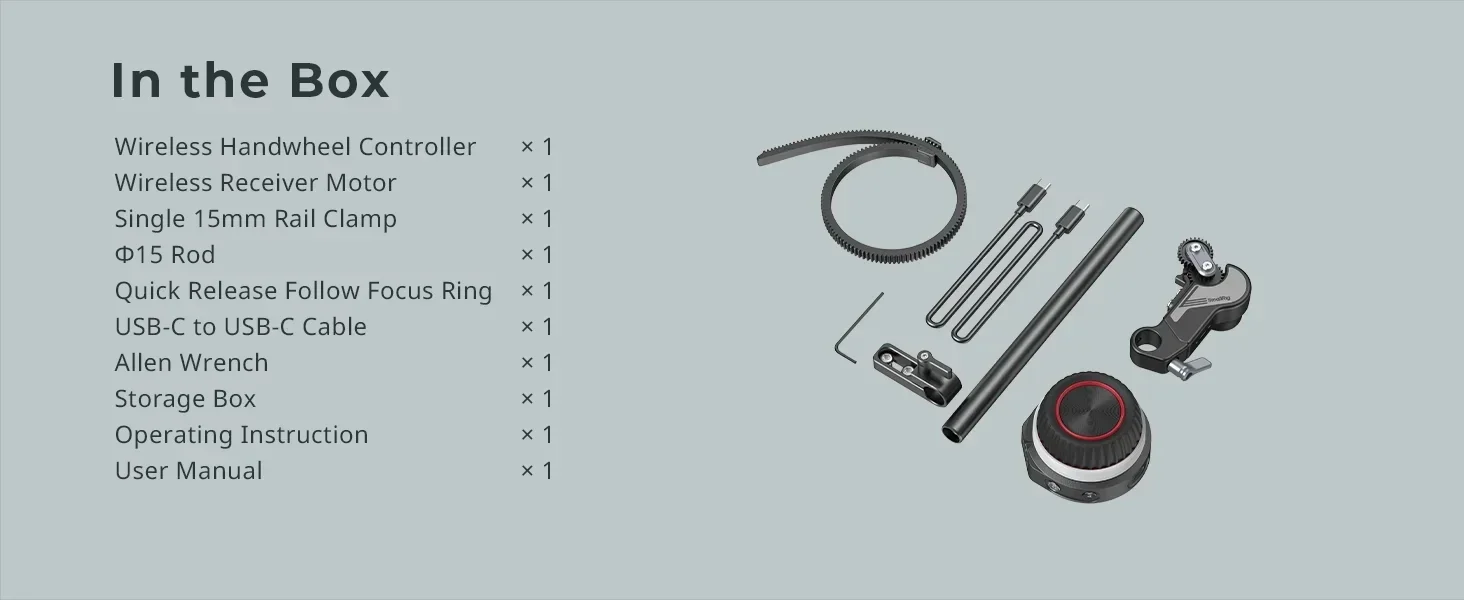 SmallRig 4296 Wireless Follow Focus System with Handwheel Controller & Receiver