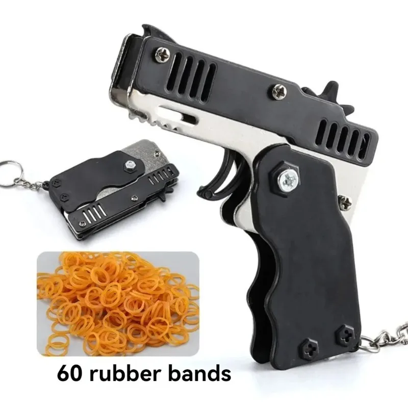 Foldable Rubber Band Toy Gun for Kids - Safe Stretch-Lock Target Shooting Game, Competitive Battle Set with 10 Soft Bullets