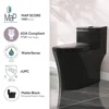 Compact Elongated Black Toilet 17.3" ADA Chair Height Dual Flush 1000g Soft Close Seat 4