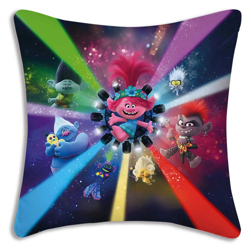 Trolls Cartoon Pillow Covers Cartoon Sofa Decorative Home Double-sided Printing Short Plush Cute Cushion Cover 5