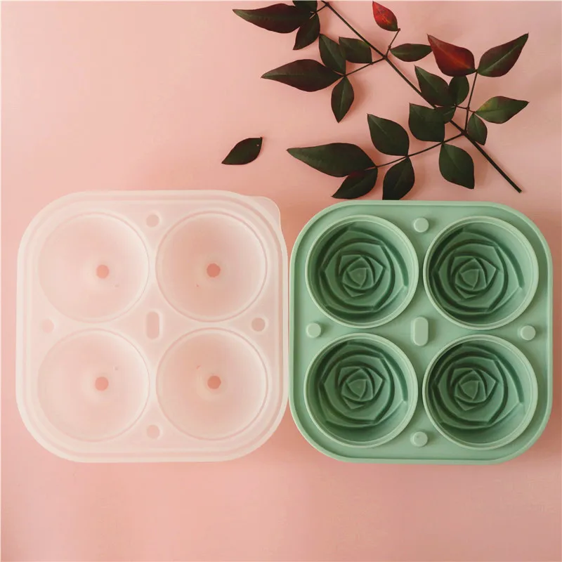 3d Rose Ice Molds 2.5 Inch, Large Ice Cube Trays, Make 4 Giant