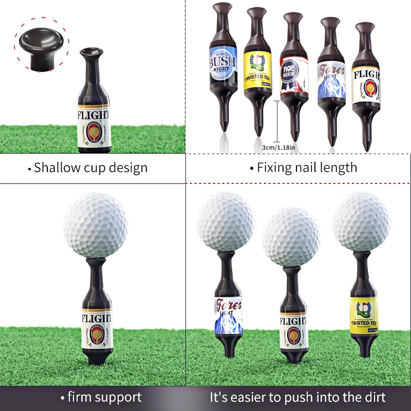 Plastic 90mm Golf Balls Holder 6 Pcs/Set Golf Tees Beer Bottle Shaped Step Down Tee Set Golf Accessories Training Aids Drop Ship