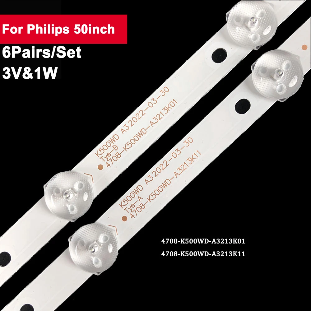 

6 пар 469 мм Светодиодная подсветка для телевизора Philips 50 дюймов/50 дюймов/8 дюймов/8 дюймов/9 дюймов, LE50D59 50PFF5050/T3 LE50D69 50PFL3040/T3 50PFF5055/T3 LE50D890