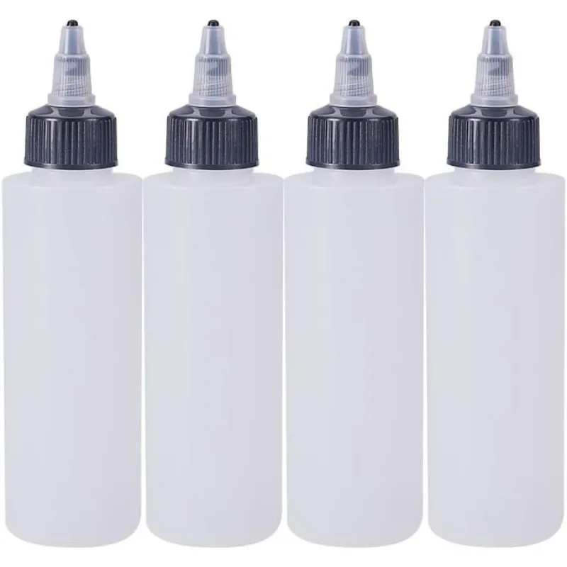 12 Pack 4 Ounce Plastic Squeeze Dispensing Bottles with Black Twist Cap Nozzle for Liquid Crafts Art Glue Multi Purpose