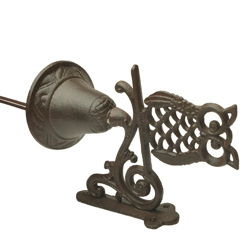 Cast Iron Owl Bell for Garden Wall Decor