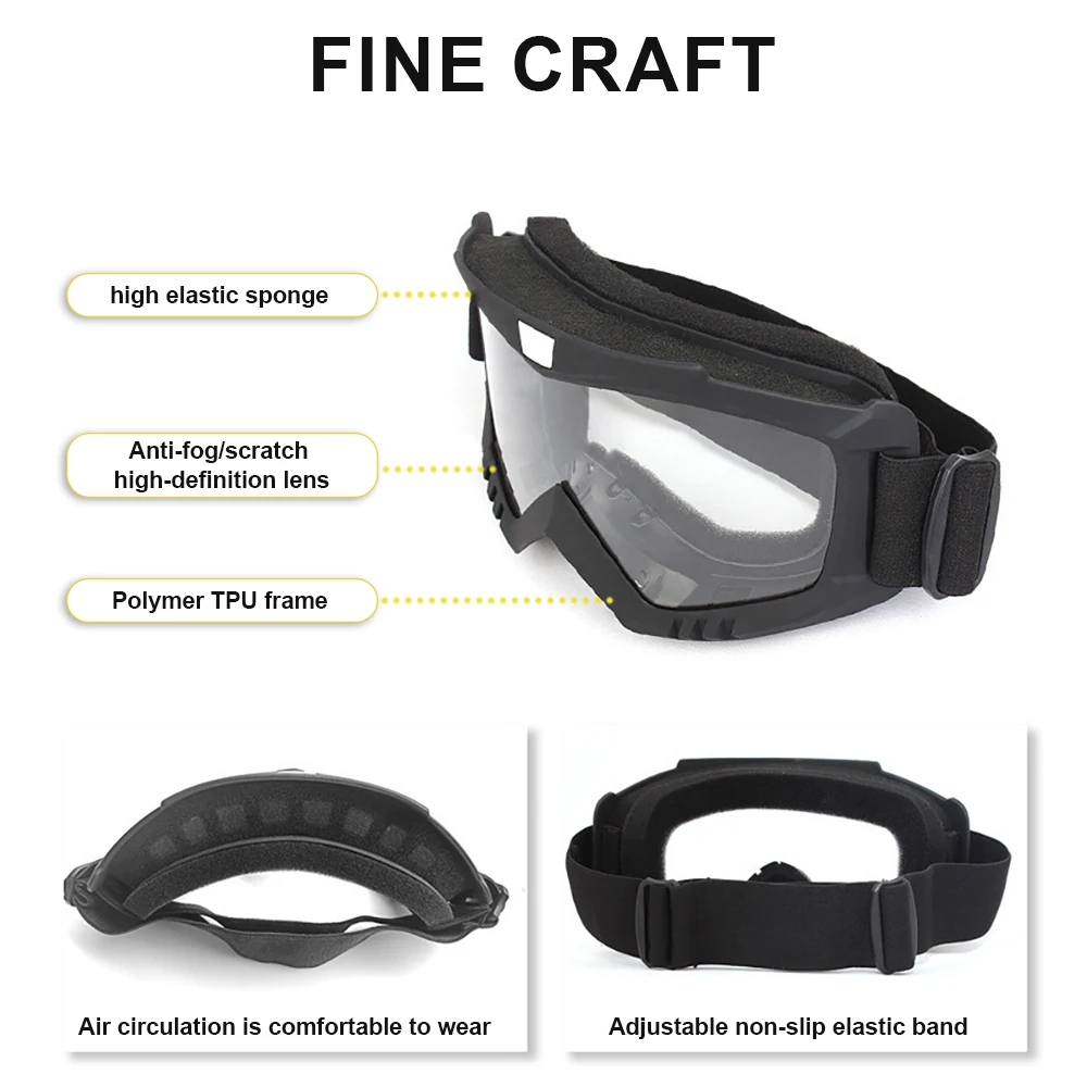 Protective Goggles Outdoor Motorcycle Windproof Sandproof Tactical Anti-Explosion Face Shield Motocross Ski