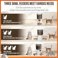 Automatic Pet Feeder with WiFi Remote Control 6L Large Capacity Smart Cat Dog Feeder Triple Bowl Desktop Pet Food Dispenser 4
