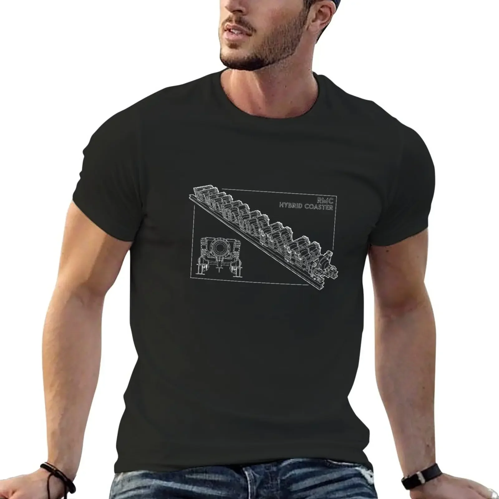 

RMC Hybrid Coaster Blueprint Design T-Shirt summer clothes boys animal print shirt tops heavyweight t shirts for men