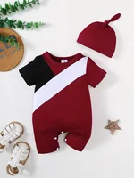 Summer  Newborn  Baby  Short   Sleeve   Spliced   Little  Brother  Rompers   Kids  Onepiece   Baby   Clothing 1