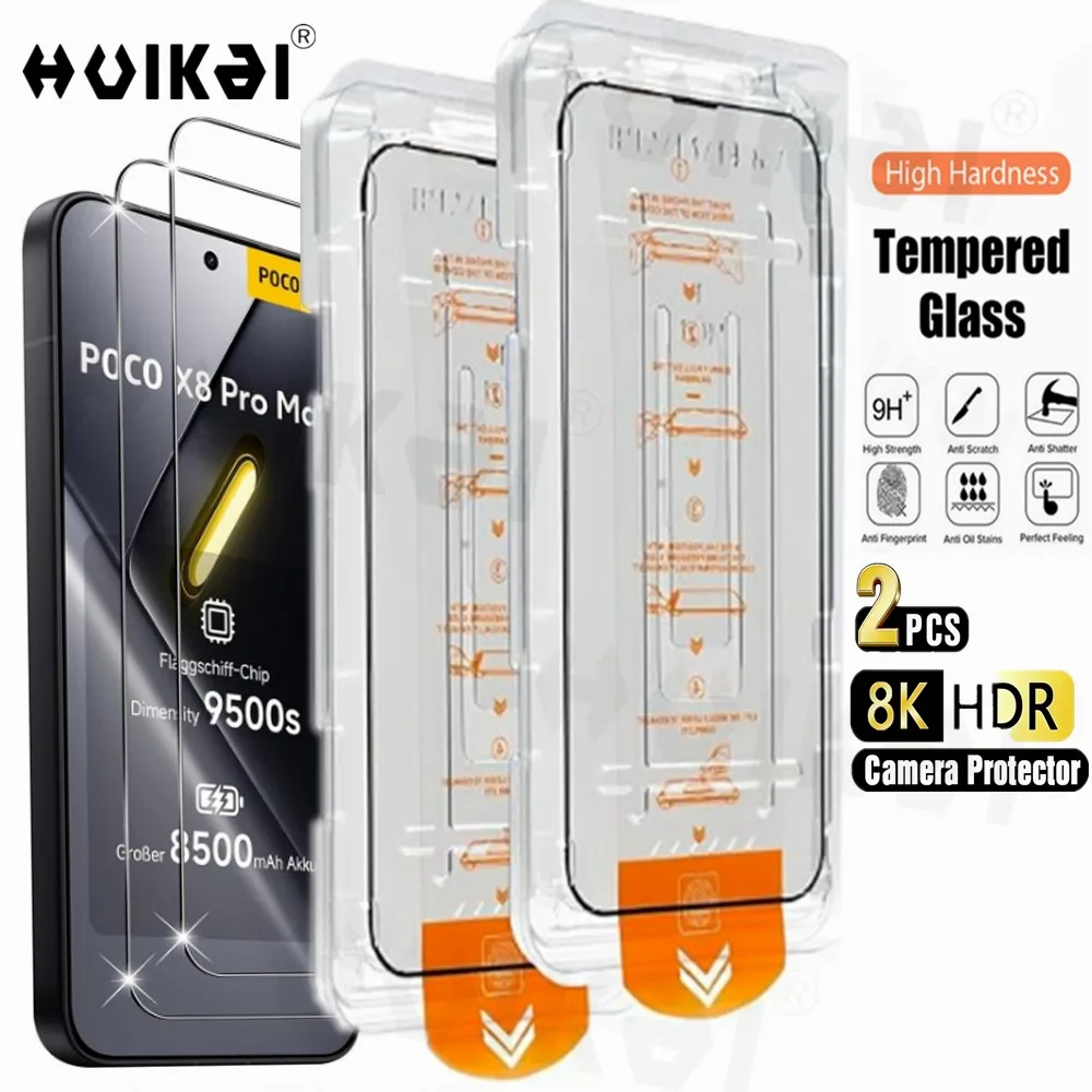 2 Pack Tempered Glass Screen Protector - Auto Dust-Elimination, Bubble-Free, HD Clear, Easy Installation