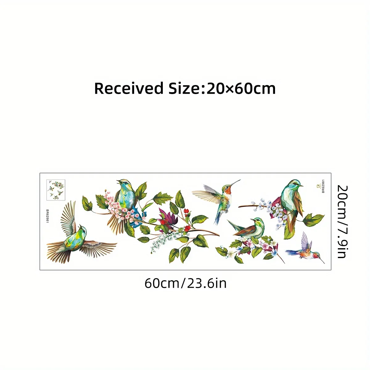 1Pc Watercolor Simulation Bird Branches Window Stickers Removable for Bedroom Living Room Decor Foyer Home Wall Decal