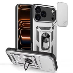 Military Grade Magnetic Phone Case with Slide Camera Armor and Air Shockproof Protection - iPhone 15 Plus (Silver)