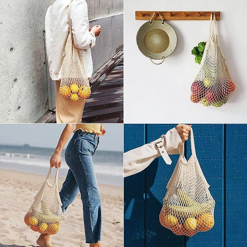 Eco-Friendly Cotton Mesh Reusable Grocery and Produce Tote Bag