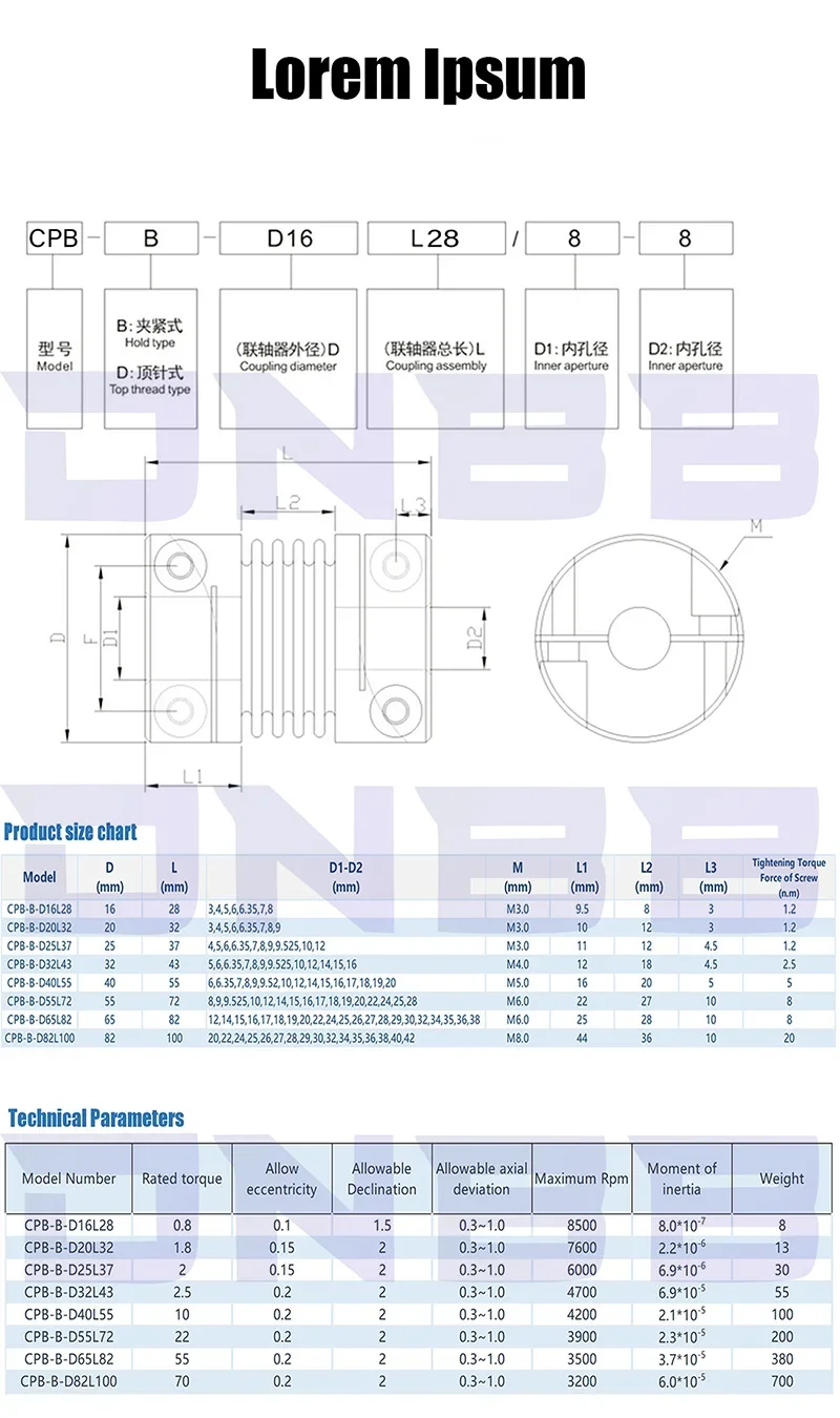 Description Picture 2 of item1pc D40L55 Corrugated coupling 10/12/14/16/18/20/22mm CNC Aluminium Alloy For Stepper Motor Coupler Shaft Couplings 3D Printer