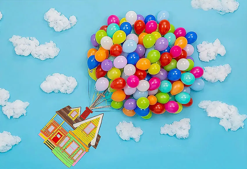 Mehofond Photography Background Adventure Up Up and Away Balloon Blue Sky White Cloud Birthday Party Decor Backdrop Photo Studio photo backdrop