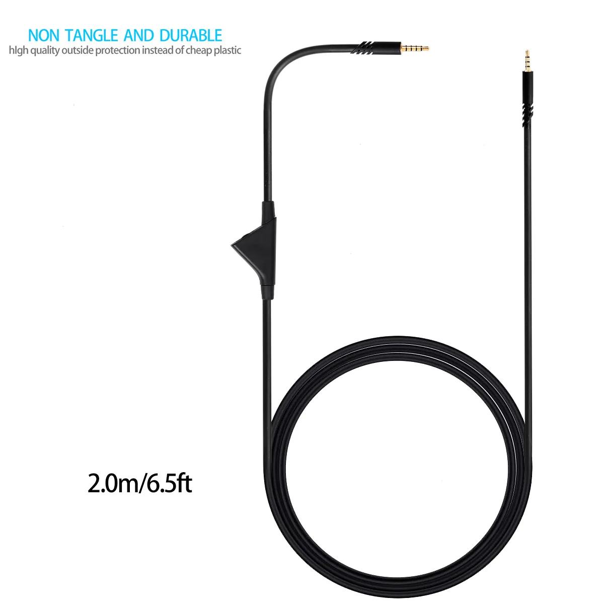 Replacement Black Audio Cable for Logitech Astro A10 A30 A40 A40TR Headphone Accessories Extension Cord with Mute Volume Control