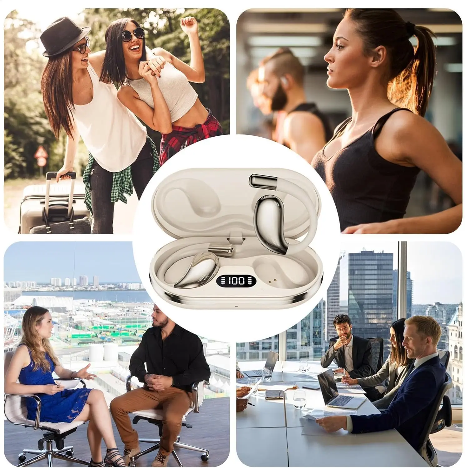 Enhanced Wireless Bluetooth Earbuds with Mic, IPX5 Waterproof, 40H Playtime, Sport Ear Hook Design