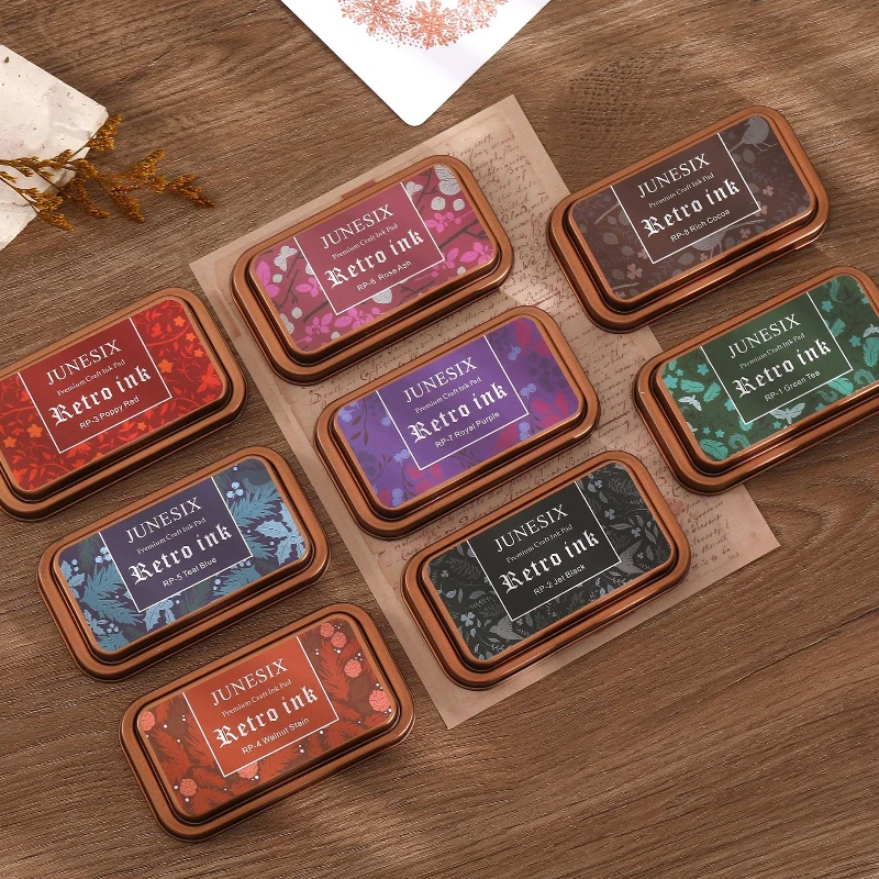 Retro Iron Box Printing Stand for DIY Rubber Stamps and Ink Pad