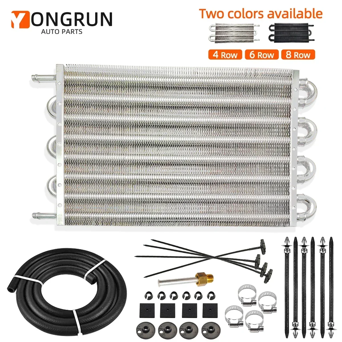 Oil Cooler Kit Aluminum Radiator Kit Universal Aluminum Oil Cooler 4 Row 6 Row 8 Radiator Converter Kit Remote Transmission Auto Manual Car Motorcycle