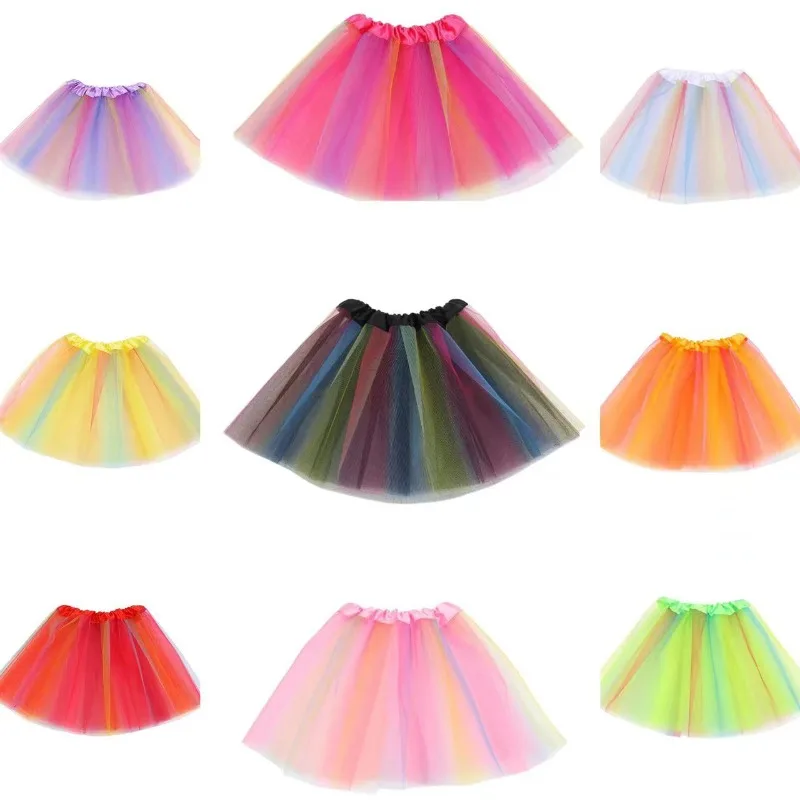 Girls Cheerleading Tutu Skirt 3 Layers 2-8 Years Child Dance Party Ballet Tulle Princess Birthday Party Gift