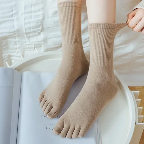 땀 흡수 통기성 스포츠 양말, 일본 캔디 컬러, 스플릿 토 여성용 양말, 다섯 손가락 면 4