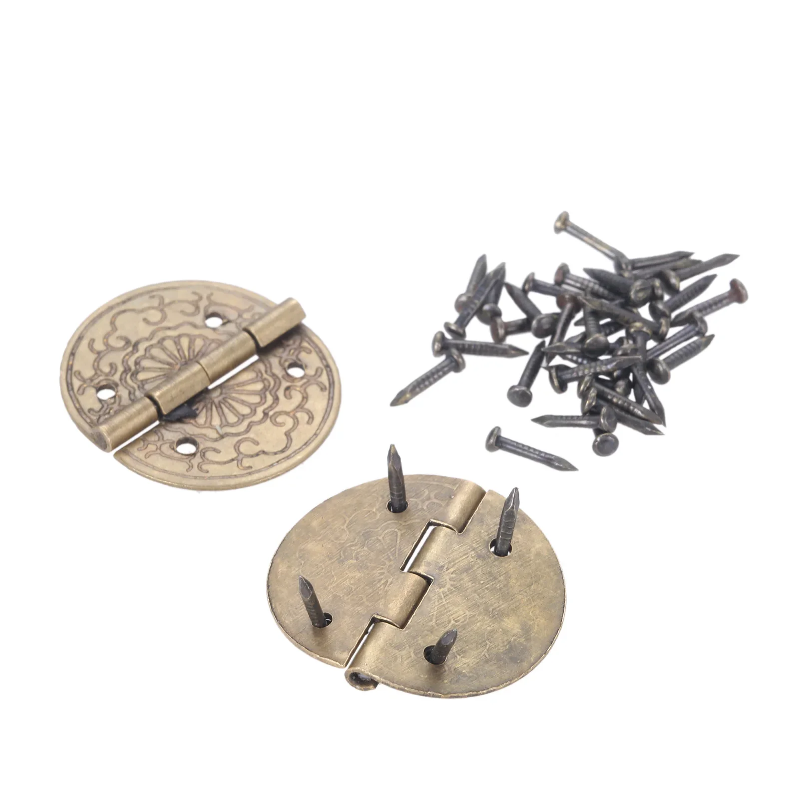 3pcs Vintage Brass Chinese Lock Set 36mm European Mini Wooden Box Vase Buckle Hasp Latch Lock Decorative Hinges Screws