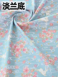 Handmade Pure Cotton Rabbit Fabric with Cartoon Plant Design for Sewing and Crafts (Half Meter) (T 2)