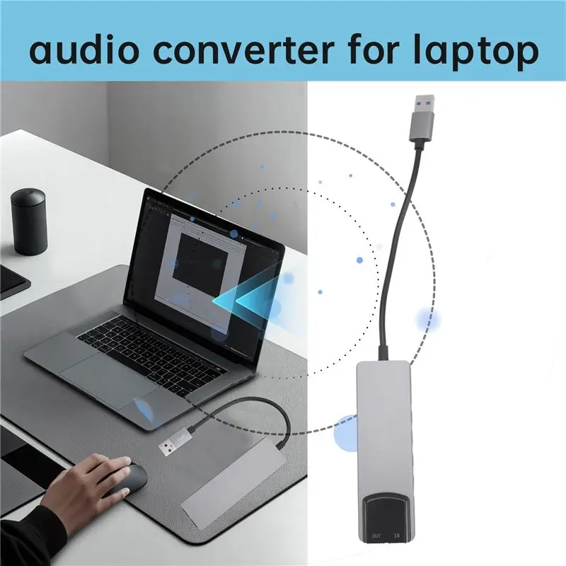 2X 6-In-1 컴퓨터 사운드 카드 5.1 USB 외부 사운드 카드 노트북용 다기능 오디오 변환기 알루미늄-ABIU