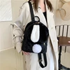 Rabbit Plush Backpacks For Women Winter Mini Fluffy Shoulders Bag Doll Knapsack Y2K Packbag Furry Rucksack Bunny Fur Mochila Ins 2