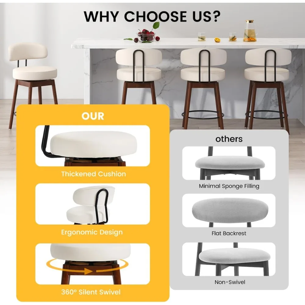 Swivel Counter Height Bar Stools Set of 4, 30" 6