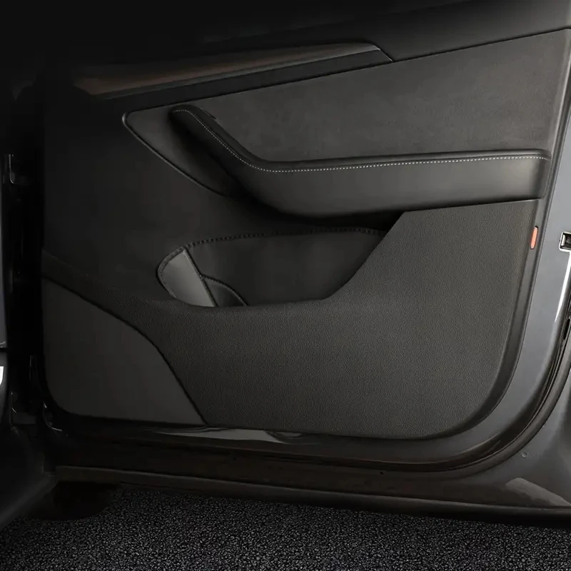 Für Tesla Modell 3/Y Auto Tür Anti-Kick Pad Leder Seite Tür Panel Schutz Aufkleber Trim Anti-schmutzige Matte Innen Zubehör – Detail 7