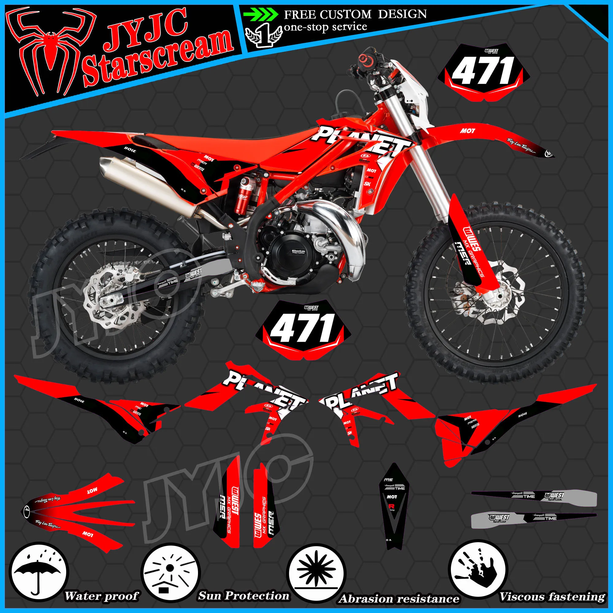 Graphic Kit for 2015 2016 2017 2018 2019 Beta Xtrainer 250 300 350 Motorcycle Decal Stickers