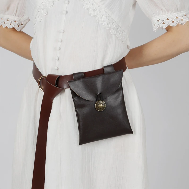 

Medieval Knight Waist Belt Waist Bag Vintage PU Leather Coin Purse With Medieval Pouch Jewelry Dice Bag Larp Cosplay Props