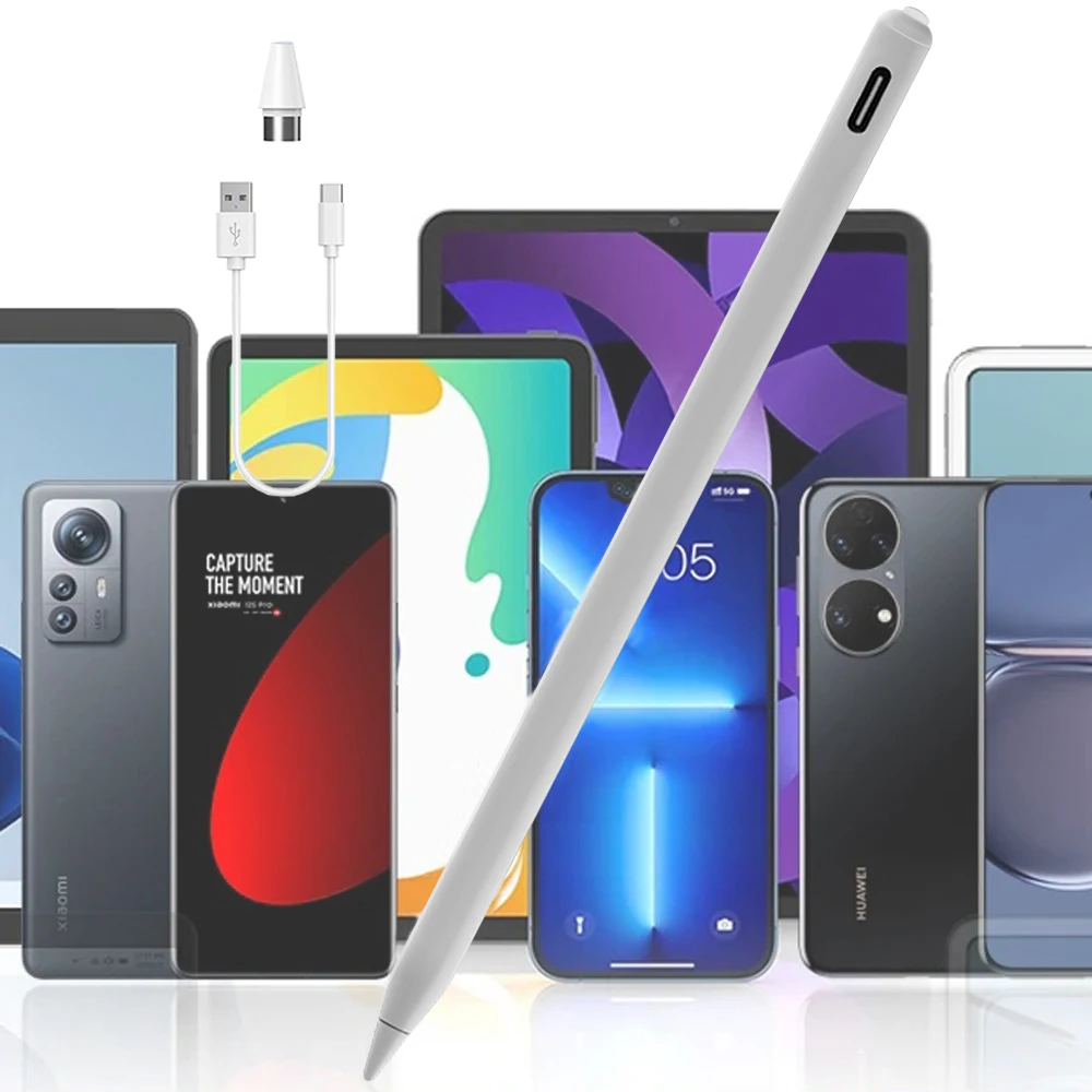 Caneta Stylus Ativa para Ios e Android Telas Sensíveis ao Toque e Telefones Lápis Recarregável com Tela de Toque Dupla para Apple Android