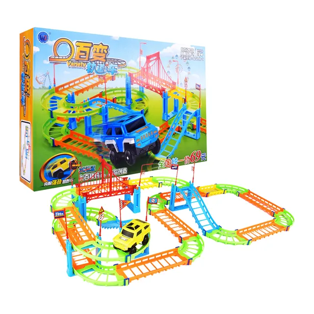 Electric Rail Car Racing Track Toy Assembled Multi-layer Variable Track Electric Railway Slot Race Car Kid Toy Electric Track 1