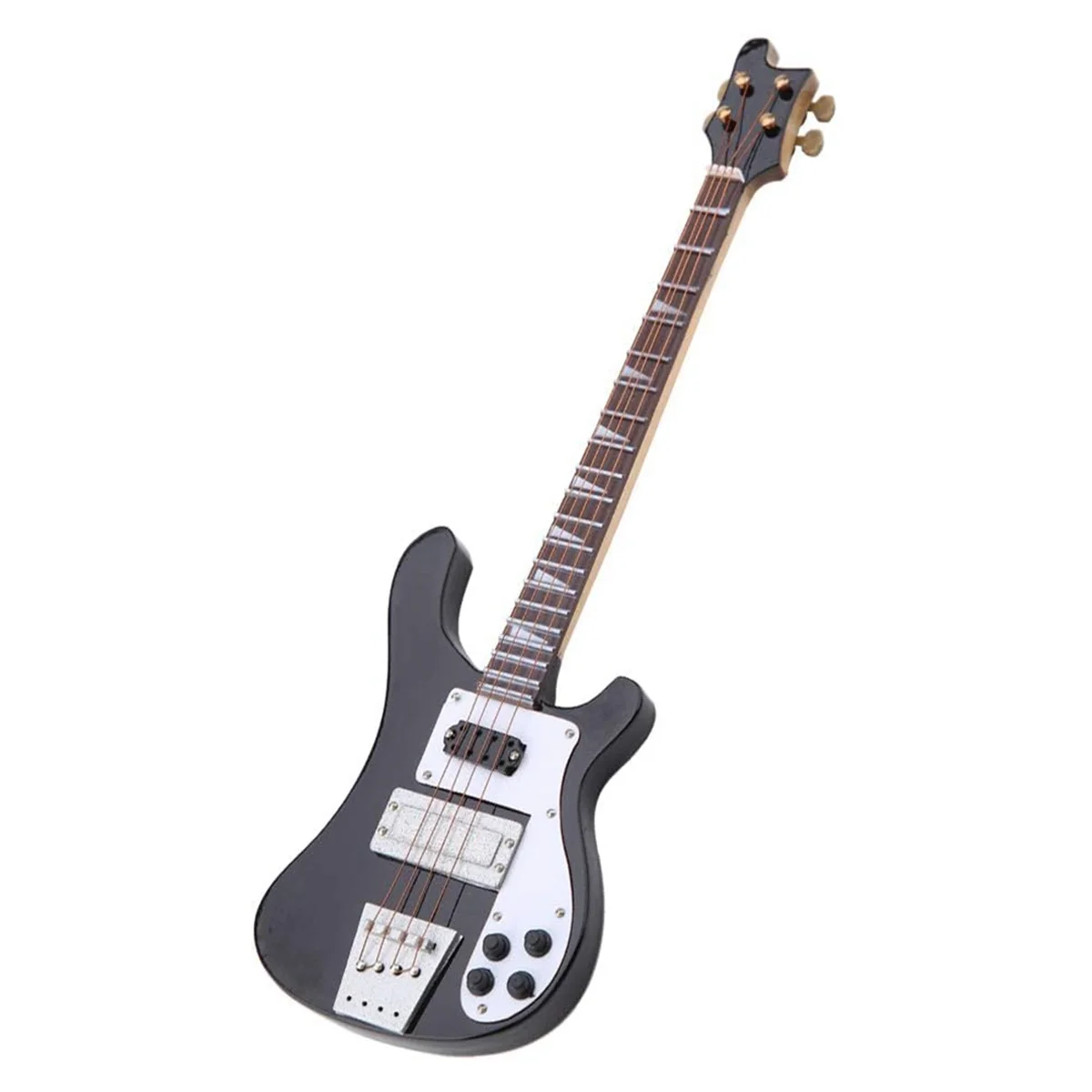 BAAU Miniature Bass, Miniature Bass Guitar with Stand and Case Instrument Model Ornaments for Bookcase, Desk