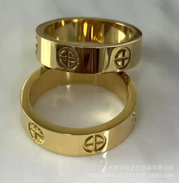 Rose Gold Love Cross Crystal Ring Unisex 4